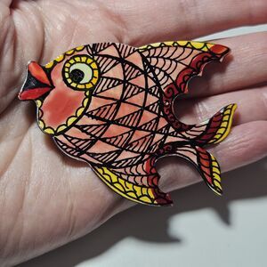 **Sale** Vintage Whimsical Plastic Fish Brooch Marked MADE IN W GERMANY